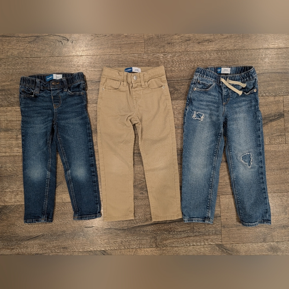 Old Navy 4T Skinny Jeans Bundle Denim Blue Tan Toddler Boy